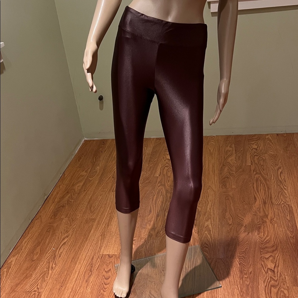 Koral Women's Brown Cropped Leggings With Shine L